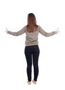 Back view of woman thumbs up. Royalty Free Stock Photo