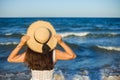 Woman enjoying on sea