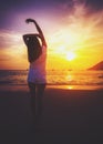 Young asia woman on beach Royalty Free Stock Photo