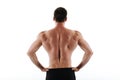 Back view of young athletic sports man standing with hands on hi Royalty Free Stock Photo