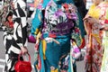 Japanese young women wearing traditional kimono