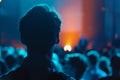 Silhouette of a man enjoying a live concert Royalty Free Stock Photo