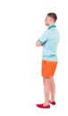 Back view of young manin shorts looking.