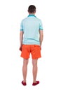 Back view of young manin shorts looking.