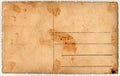 Back of a vintage photo - postcard. Rich stain and paper details. Can be used as background Royalty Free Stock Photo