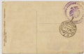 Back of a vintage postcard with postmark Royalty Free Stock Photo