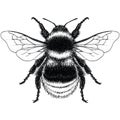 Back and white illustration of Garden Bumble Bee Royalty Free Stock Photo