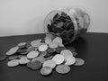 back and white jar of change Royalty Free Stock Photo