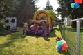 Back yard bouncy castle Royalty Free Stock Photo