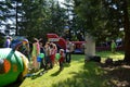 Back yard carnival set up pool time Royalty Free Stock Photo