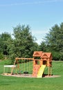 Back Yard Wooden Swing Set Royalty Free Stock Photo