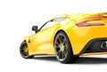 Back of a yellow luxury car isolated on a white background Royalty Free Stock Photo