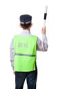 The back of young boy dressed as policeman Royalty Free Stock Photo