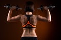 Back young fitness girls with dumbbells Royalty Free Stock Photo