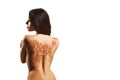 Back of young girl with henna mehendi