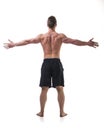 Back of young muscle man shirtless with arms Royalty Free Stock Photo