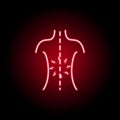 backache icon in neon style. Element of human body pain for mobile concept and web apps illustration. Thin line icon for website Royalty Free Stock Photo