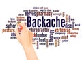 Backache word cloud hand writing concept Royalty Free Stock Photo