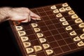 Backboard and pieces of Shogi