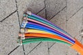 Backbone fibre optic cable with separate multi-colored cores