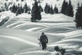 Backcountry adventure to winter Alps, Snowboarder walks