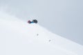 Backcountry skier turning through deep powder snow of Hokkaido Japan Royalty Free Stock Photo