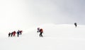 Backcountry skiers ascending a mountain