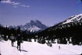 Backcountry skiers with Mt Assiniboine