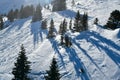 Backcountry skiing. Extreme winter sports. View to the Emperial bowl area on a sunny day Royalty Free Stock Photo