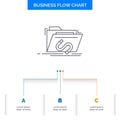 Backdoor, exploit, file, internet, software Business Flow Chart Design with 3 Steps. Line Icon For Presentation Background Royalty Free Stock Photo