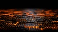 A backdrop of abstract technology featuring a glowing red stream of binary code symbolizes the transfer of digital data and Royalty Free Stock Photo