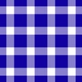 Backdrop check vector texture, custom textile seamless fabric. Sofa plaid tartan background pattern in indigo and white colors