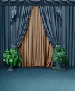 Backdrop crumpled fabric texture, curtained background. Royalty Free Stock Photo