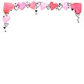 Backdrop, frame with space and border of watercolor hearts on upper edge. For invitation, ending, Valentine`s day, greeting card,