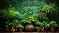 backdrop green brick wall Royalty Free Stock Photo