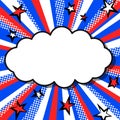 Backdrop illustration of a colorful red, blue and white radial pattern and cloud-shaped text space Royalty Free Stock Photo