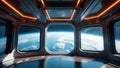 View from a spacestation orbiting a planet. Royalty Free Stock Photo