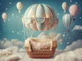 Backdrop for newborn photography with air balloon. Ai generated image