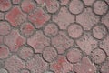 Backdrop - weathered red concrete pavers from above Royalty Free Stock Photo