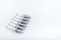 Backdrop with set of spark plugs on white background with copy space. Royalty Free Stock Photo