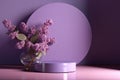 backdrop splay product cosmetic beauty luxury background wall purple matte shadow leaf sunlight branch flower lilac counter table