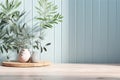 backdrop splay product cosmetic beauty organic luxury background wall panel wood blue pastel shadow leaf sunlight branch tree