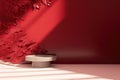 backdrop splay product cosmetic beauty valentine year new chinese luxury background wall red shadow leaf sunlight dappled top