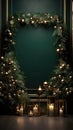 Backdrop studio photo christmas tree green background digital decorations garlands clipart