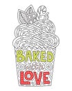 Backed with love. Lettering inside of a cupcake