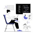 Backend development coding and programming. IT specialist sit and write code on a laptop for website, develop programs Royalty Free Stock Photo
