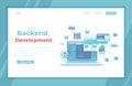 Backend Development, Coding, Software Engineering, Programming languages. Program code on laptop screen, website template. landin