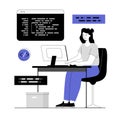 Backend development and programming. Woman developer coding and making program. Information technologies Royalty Free Stock Photo