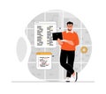 Backend development and software programming. Man working with program code at laptop, testing scripts and engineering Royalty Free Stock Photo
