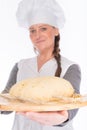 Backer with bread dough